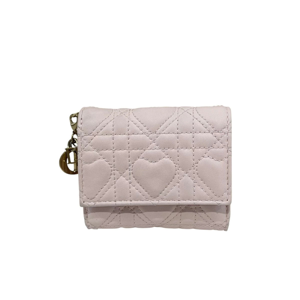 Christian Dior Amour Lady Lotus Wallet Leather Pink